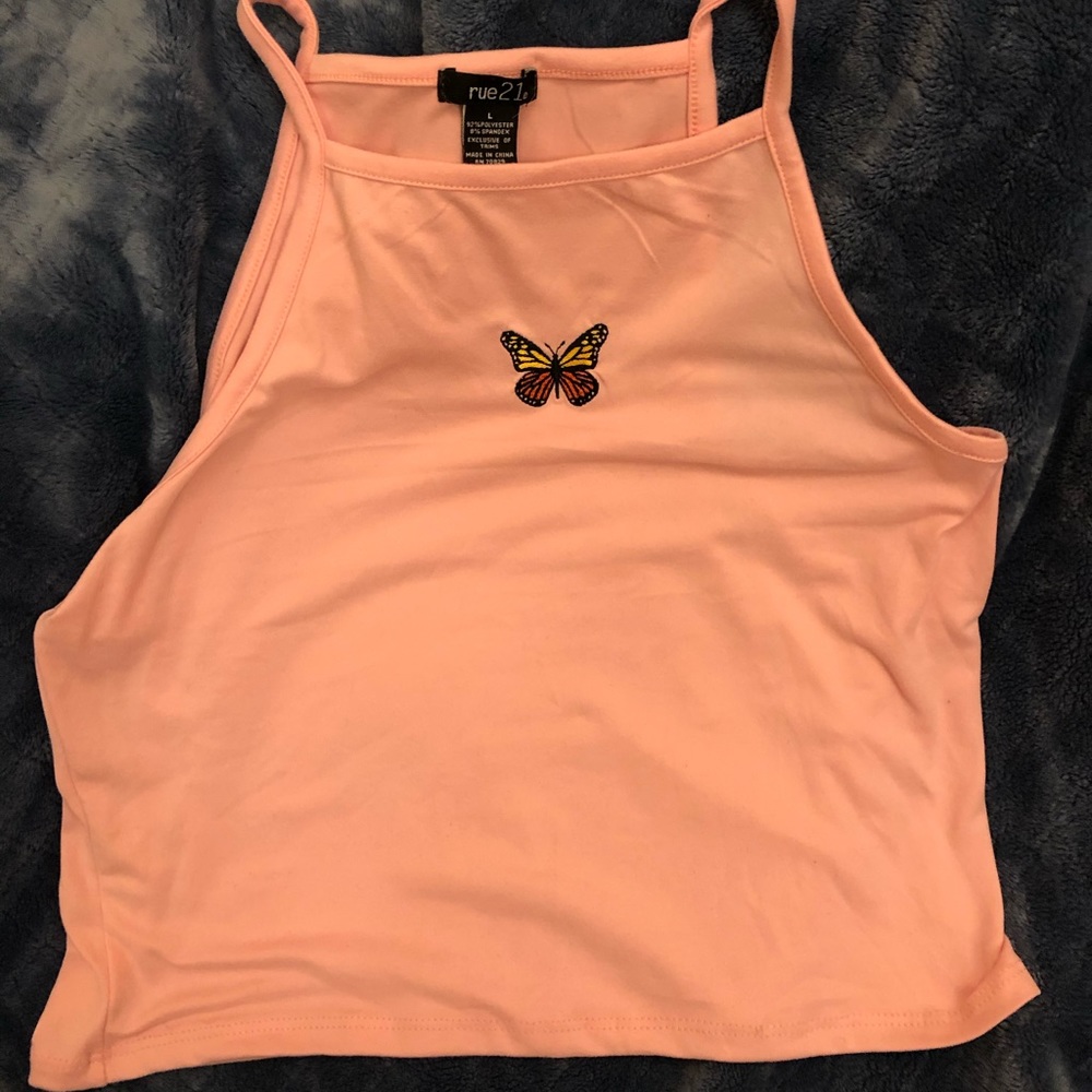 PINK BUTTERFLY CROP TOP
